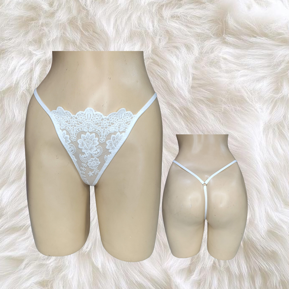 TANGA HILO CELESTE TUL BORDADO