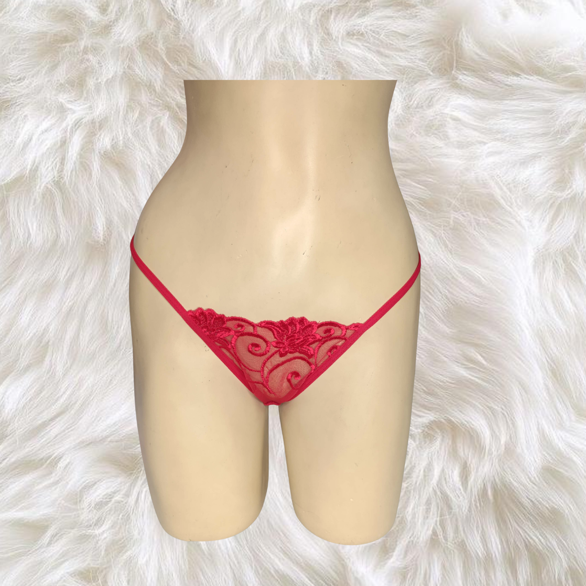 TANGA HILO CELESTE  TUL BORDADO